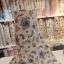 پارچه کتان نخ طرح گل و پرنده ی آبی